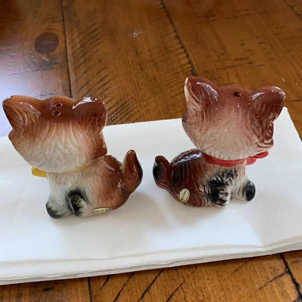 Vintage Ceramic Cat Kitten Salt & Pepper‎ Shakers Made in Korea 3